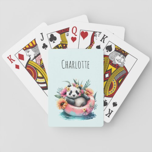 Cute Panda Chilling in an Inner Tube Poker Cards