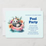 Cute Panda Chilling in an Inner Tube Pool Party Invitation