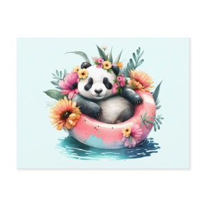 Cute Panda Chilling in an Inner Tube Postcard