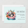 Cute Panda Chilling in an Inner Tube Save the Date Invitation Postcard
