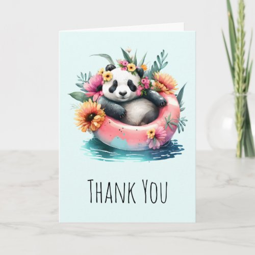 Cute Panda Chilling in an Inner Tube Thank You Card