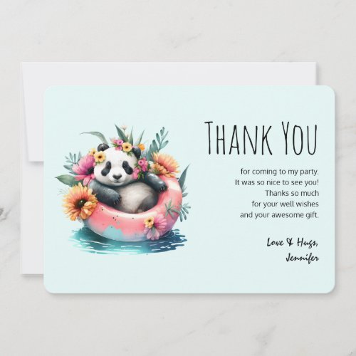 Cute Panda Chilling in an Inner Tube Thank You Card