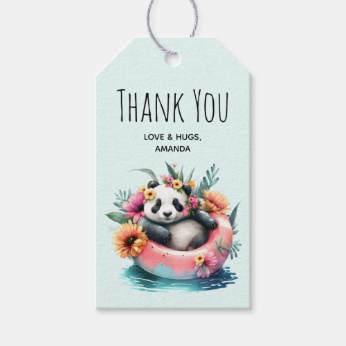  Cute Panda Chilling in an Inner Tube Thank You Gift Tags