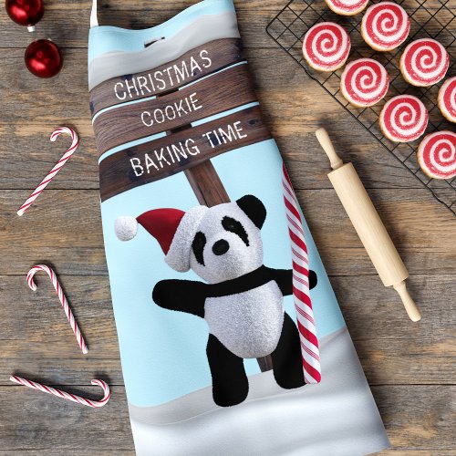 Cute Panda Christmas Cookie Baking Time Holiday Apron