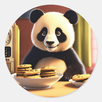 cute panda classic round sticker