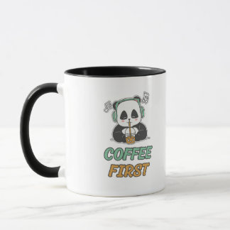 Cute Panda Coffee First Mug - Funny Coffee Lover