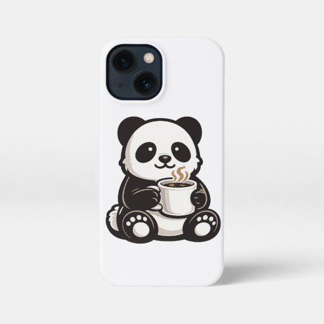 Cute Panda Coffee – Kawaii Panda Holding Coffee  iPhone Case (Back)