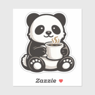 Cute Panda Coffee – Kawaii Panda Holding Coffee Sticker