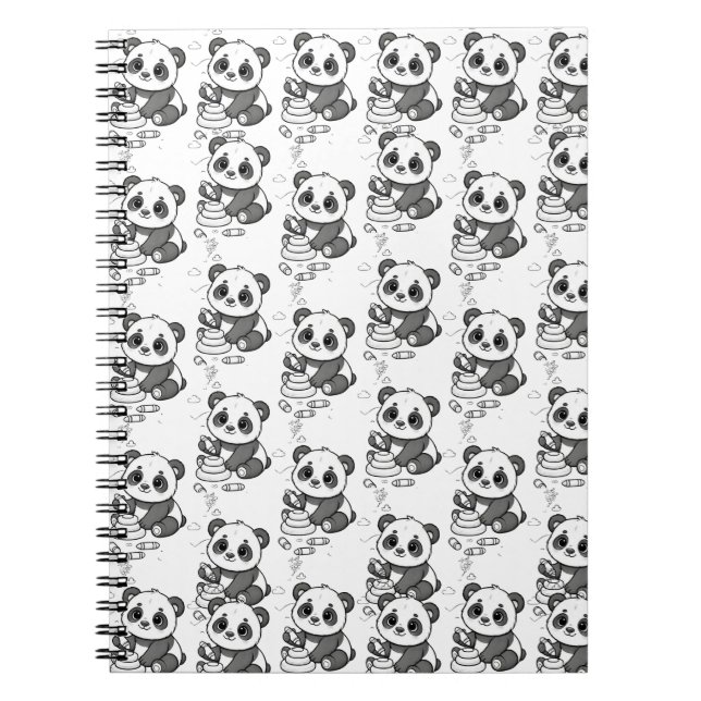 Cute Panda Coloring Page Pattern Notebook (Front)