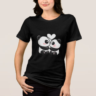 Cute Panda Couple Love SVG Tri-Blend Shirt