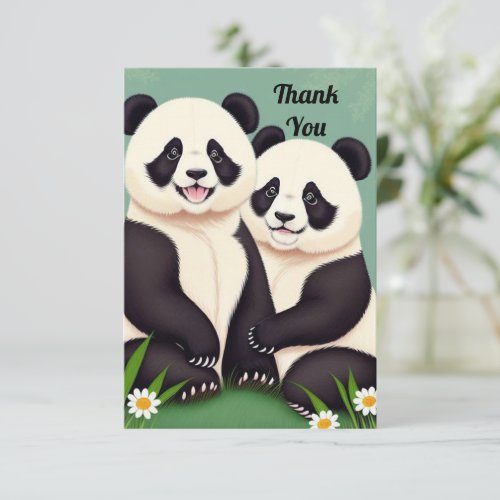 Cute Panda Couple  Thank You Card