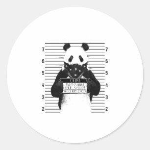 Cute Panda Crime Professional Heart Stealer Funny Classic Round Sticker