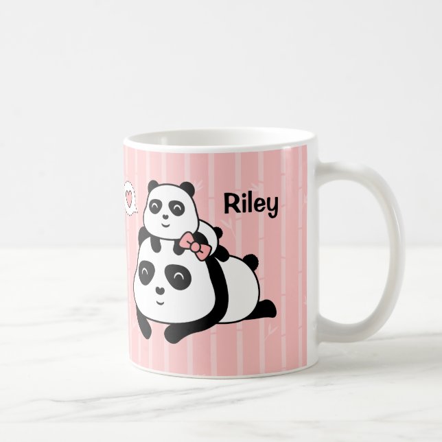 Cute Panda Cub and Mommy Kids Personalized Mug (Right)
