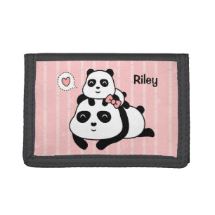 Cute Panda Cub Loves Mommy For Kids Tri-fold Wallet