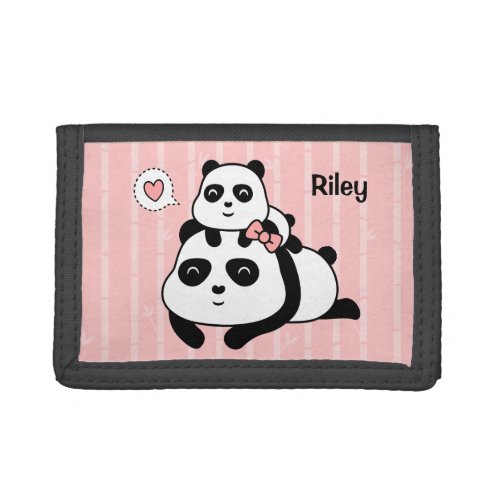 Cute Panda Cub Loves Mommy For Kids Trifold Wallet