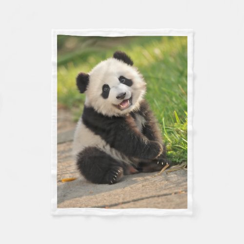 Cute Panda Cub Sherpa Throw Fleece Blanket