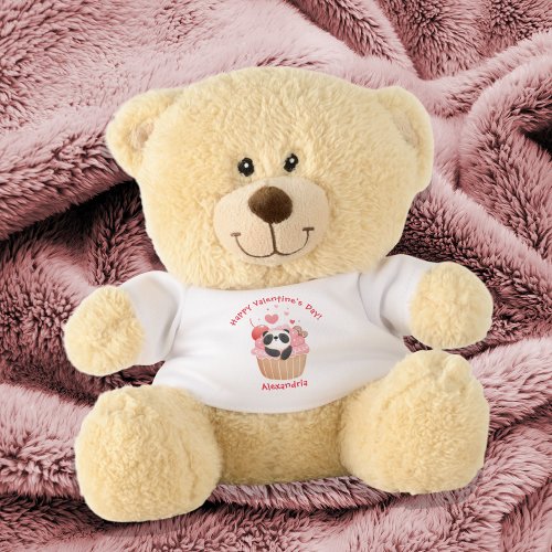 Cute Panda Cupcake Custom Kids Valentines Day Teddy Bear
