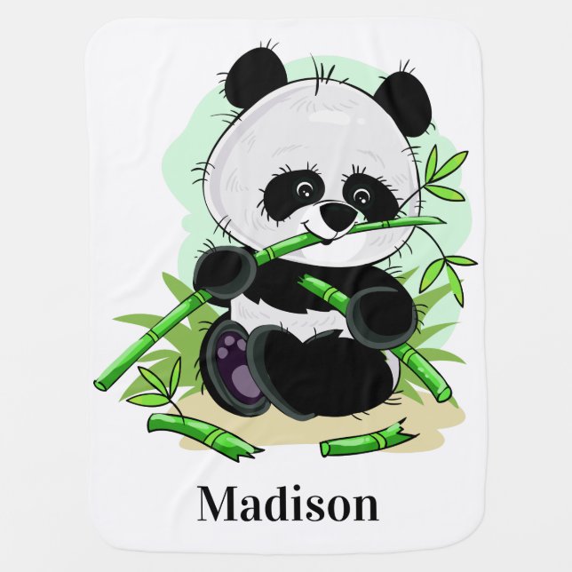Cute Panda custom name baby blanket (Front)