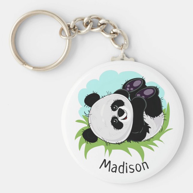 Cute Panda custom name key chains (Front)