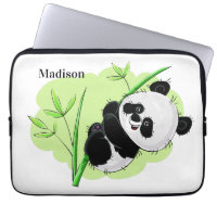 Cute Panda custom name laptop sleeves