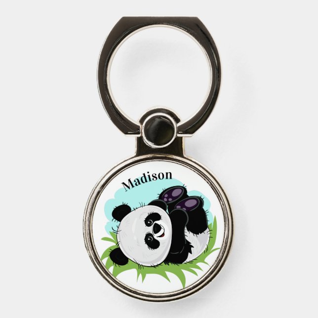 Cute Panda custom name phone grip (Front)