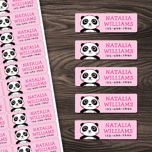 Cute panda custom name phone number property labels