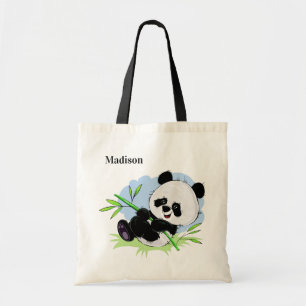 Cute Panda custom name tote bags