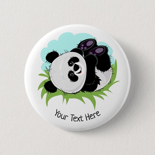 Cute Panda custom text button (Front)
