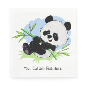 Cute Panda custom text paper napkins