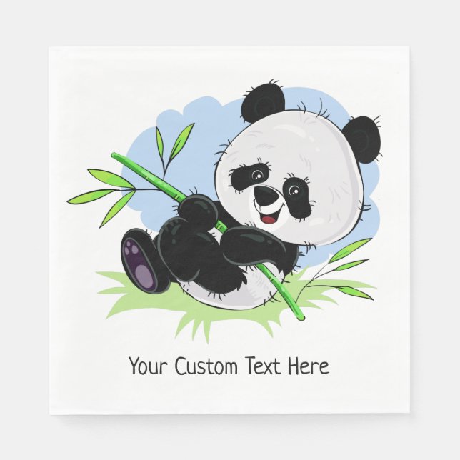 Cute Panda custom text paper napkins (Front)