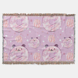 Cute Panda Donuts – Pastel Aesthetic Throw Blanket
