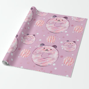 Cute Panda Donuts – Pastel Aesthetic Wrapping Paper