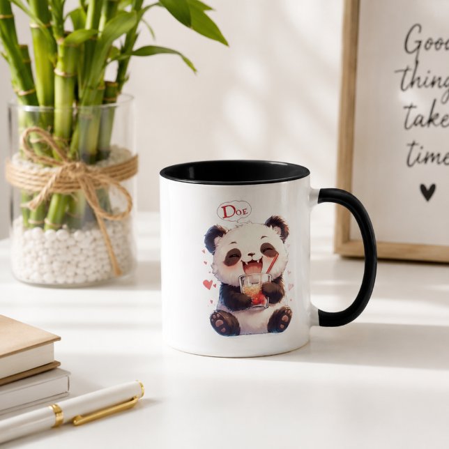 Cute Panda Drinking Bubble Tea Accent Coffee Mug   (Creator Uploaded)