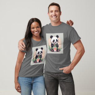 Cute Panda drinking bubble tea, boba tea T-Shirt