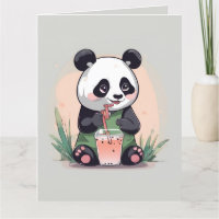 Cute Panda drinking bubble tea, boba tea