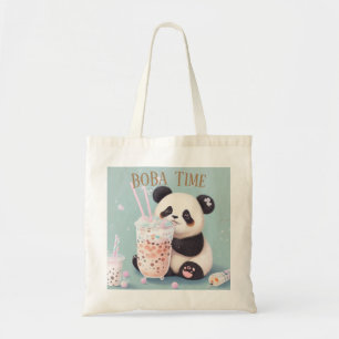 Cute Panda drinking bubble tea, boba tea Tote Bag