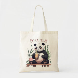 Cute Panda drinking bubble tea, boba tea Tote Bag