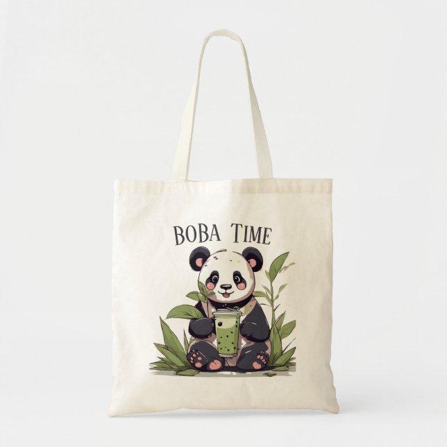  Cute Panda drinking bubble tea, boba tea Tote Bag (Front)