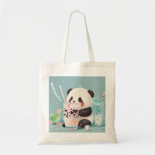 Cute Panda drinking bubble tea boba tea Tote Bag