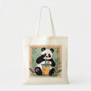 Cute Panda drinking bubble tea, boba tea Tote Bag