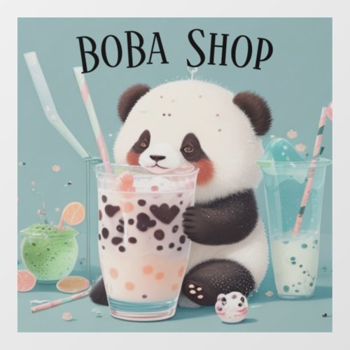  Cute Panda drinking bubble tea boba tea Window Cling