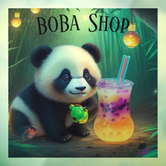  Cute Panda drinking bubble tea, boba tea Window Cling (Sheet 3)