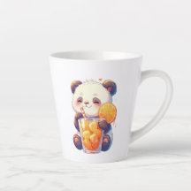 Cute Panda Drinking Orange Juice Mug | Kawaii Pand