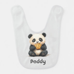 Cute Panda Eating a Cookie  Baby Bib