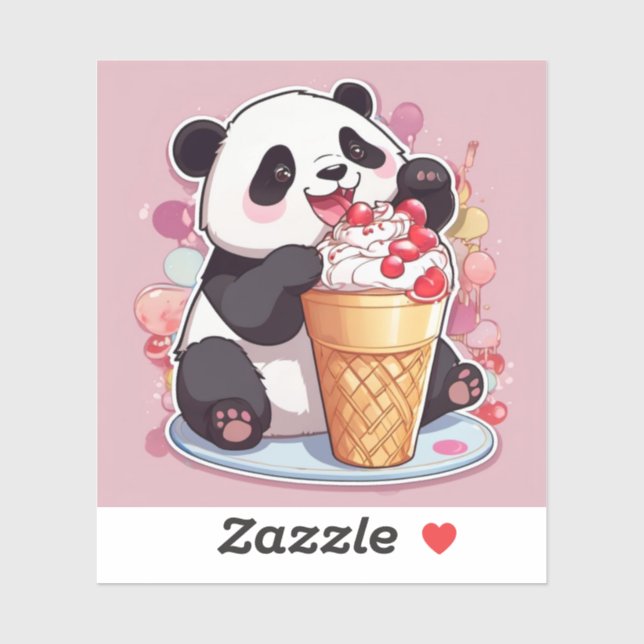 Cute panda eating an ice cream  sticker (Sheet)