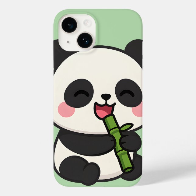 Cute Panda Eating Bamboo – Adorable Animal Cartoon Case-Mate iPhone Case (Back)