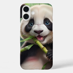Cute Panda Eating Bamboo iPhone 16 Plus Case