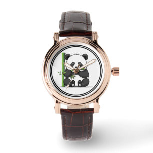 Cute Panda Eating Bamboo Wrist Watch