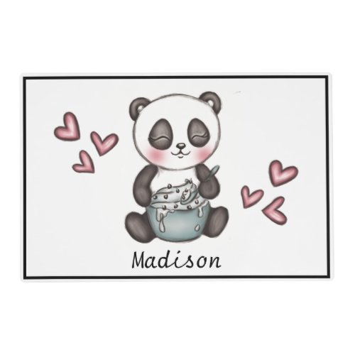 Cute Panda Eating Cookie Dough Personalised Placemat