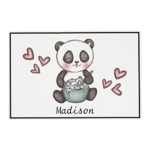 Cute Panda Eating Cookie Dough Personalised Placemat